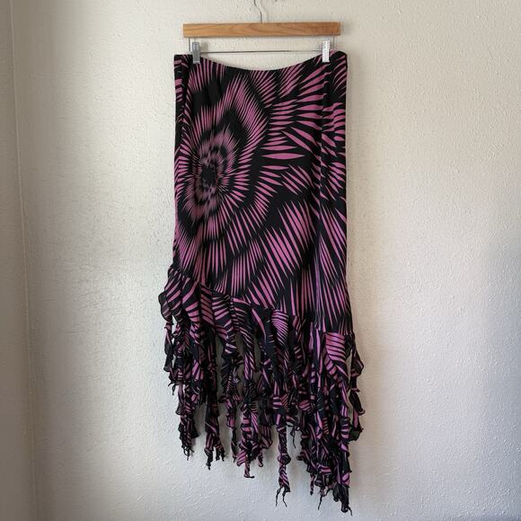 Vintage Y2K Emo Punk Mermaid Geometric Tassel Maxi Skirt - Black, Purple Wms XL - Picture 2 of 11